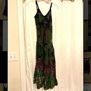 Tie dye midi dress with beading detail